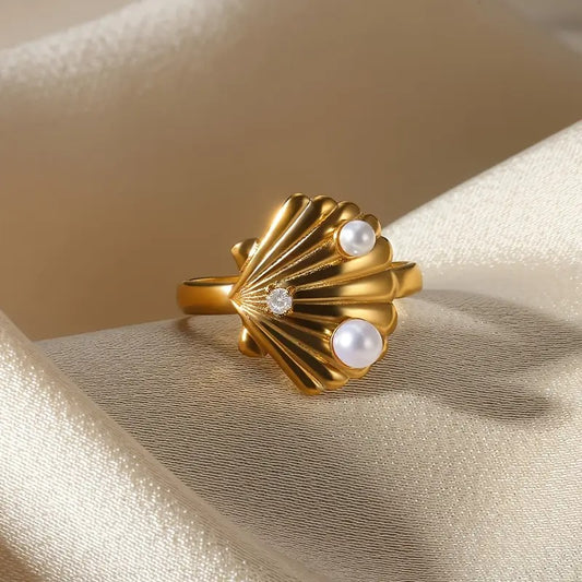 Bohemian Spiral Seashell Adjustable Ring