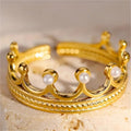 Golden Crown Pearl Adjustable Ring