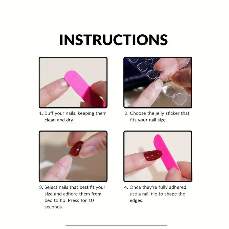 Retro Red Fake Nails