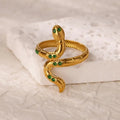 Green Zircon Serpent Adjustable Ring