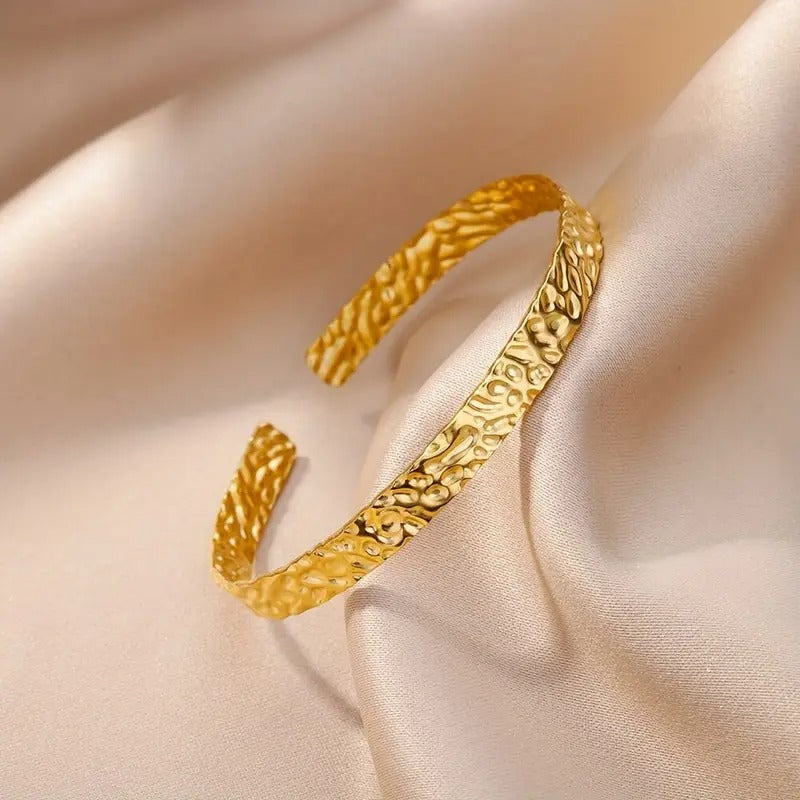 Delicate Hammered Texture Cuff Bracelet