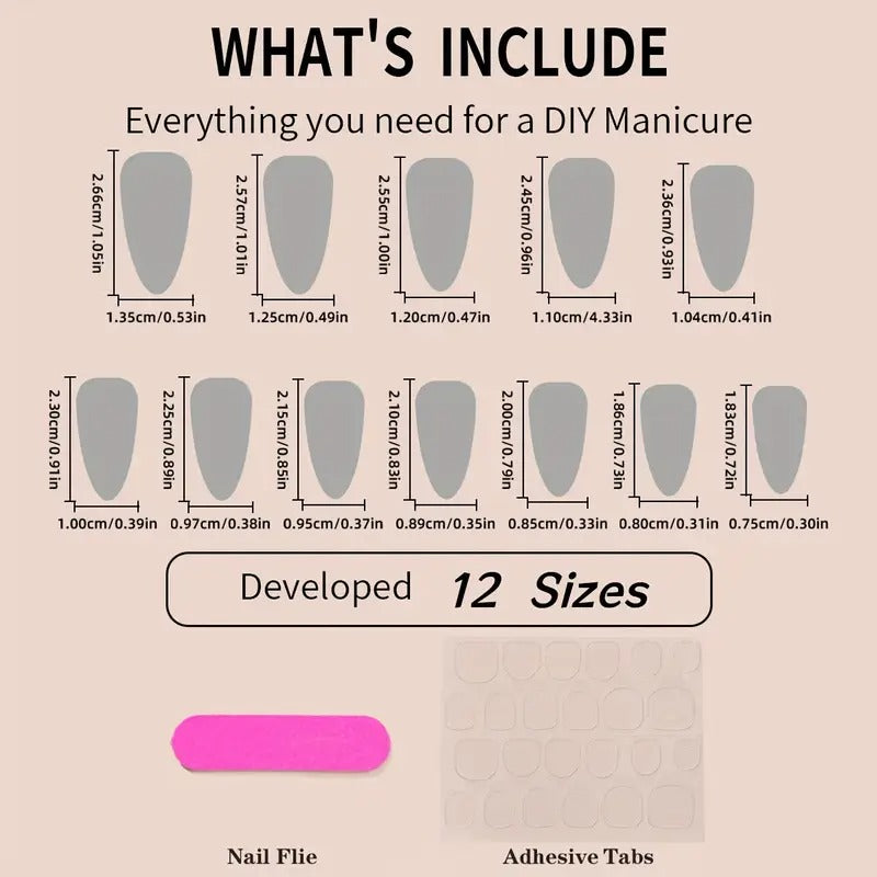 24pcs Almond Shaped Fake Nails
