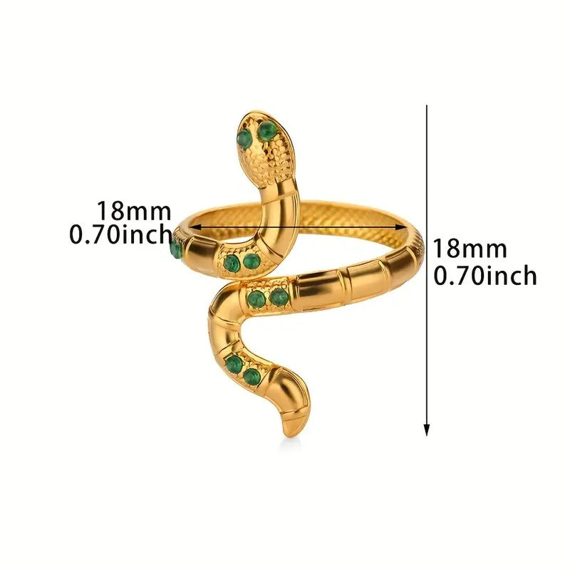 Green Zircon Serpent Adjustable Ring