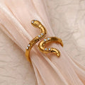 White Zircon Serpent Adjustable Ring
