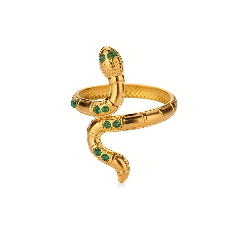 Green Zircon Serpent Adjustable Ring