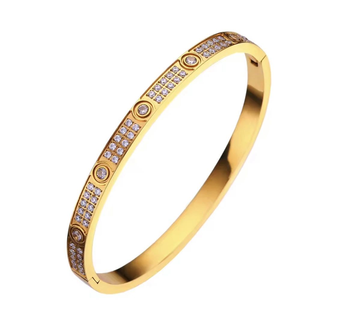 dotted diamond stone bangle 18K gold plated anti-tarnish stainless steel jewelistic pakistan
